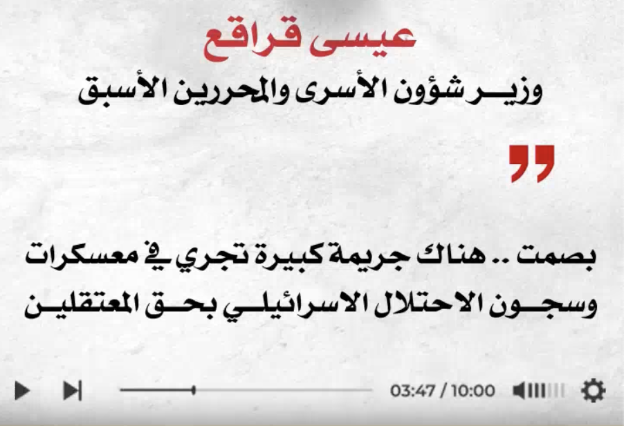 بصمت ..هناك جريمة تجري في معسكرات وسجون الاحتلال الاسرائيلي بحق المعتقلين